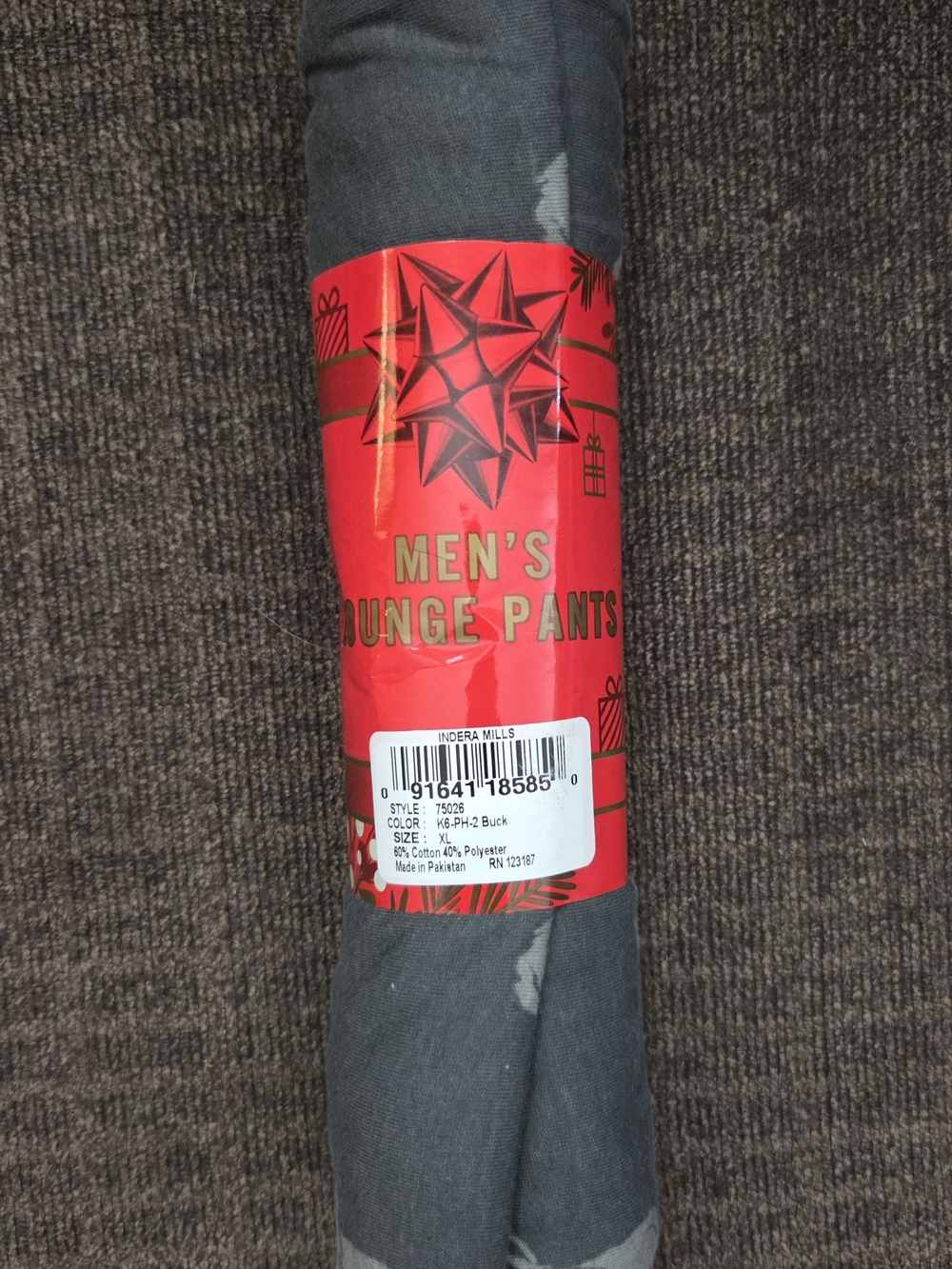 Men's Gray Lounge Pants - Gray With Deer Head Print Size XL